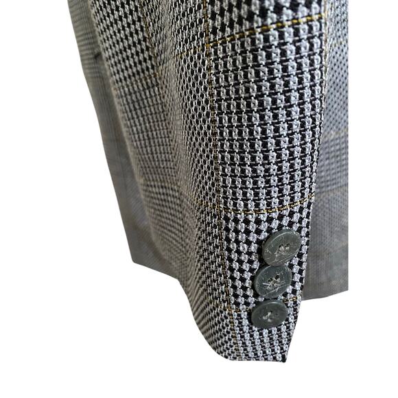 Vintage Lino silk and Wool Blend Mens Blazer‎ Korea Houndstooth Plaid 40R - Picture 6 of 10